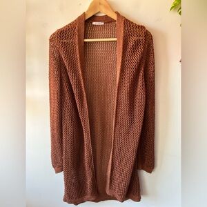 Orsay Brown/Orange Open Knit Sweater XL